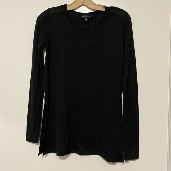 Tops Black Long Top With Slits On The Sides Poshmark 